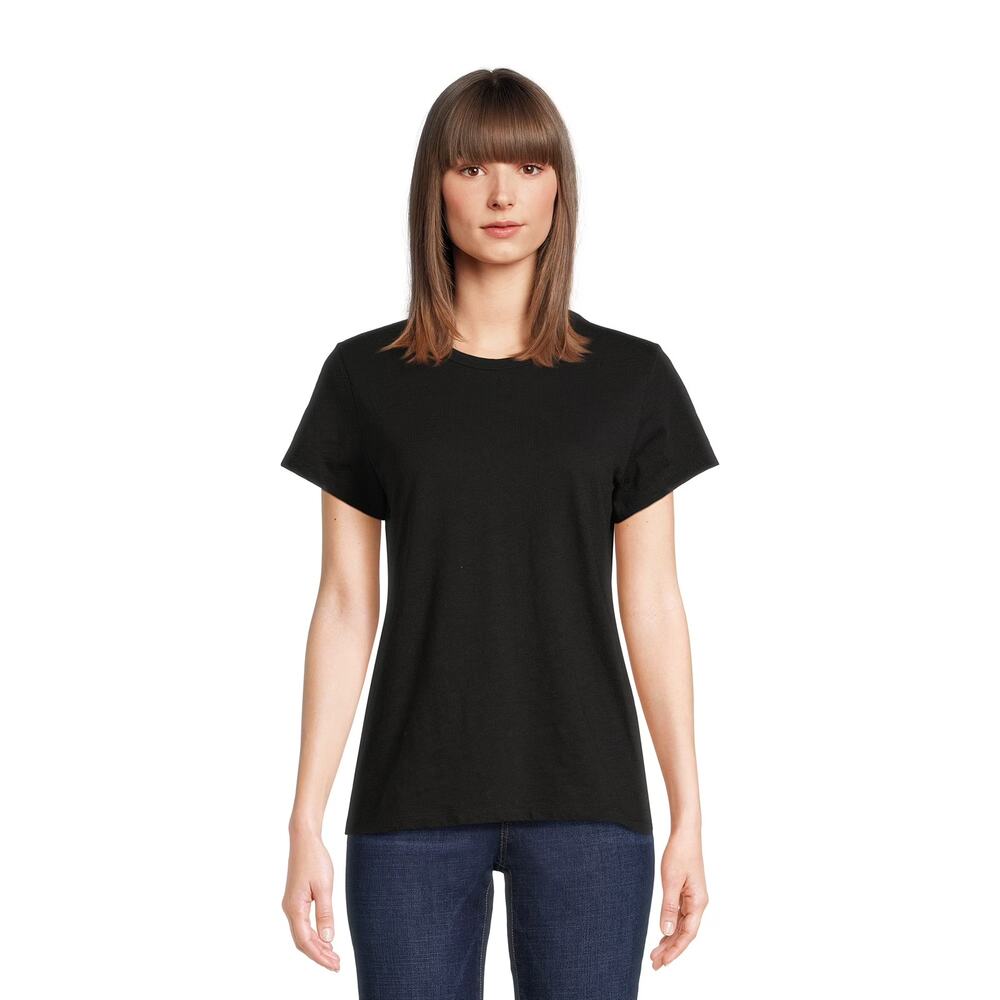 Time and Tru Black Short Sleeve Crew Neck T-Shirt Women's Size Small 4-6